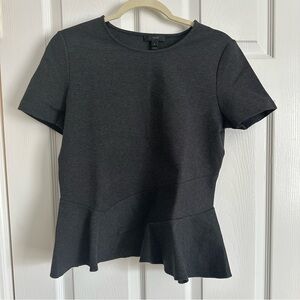 J Crew New No Tag Gray Peplum Top